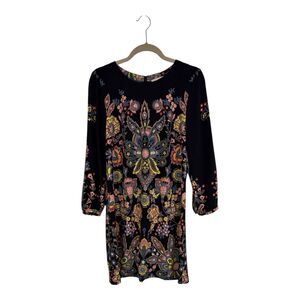 Loft Ann Taylor Dress Women’s Small Retro Floral Mosaic Long Sleeve Back Zip S